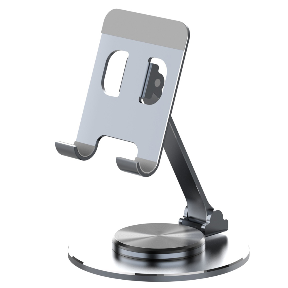 HF-360PHolder: 360° Rotate Metal Desk Mobile Phone Holder Silver